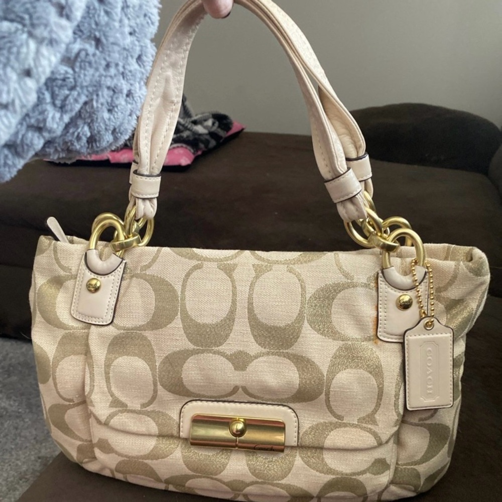 Coach gold and beige